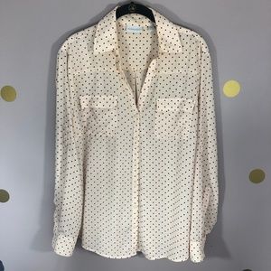 Pink Velvet Black Dot Utility Button Down Shirt XL